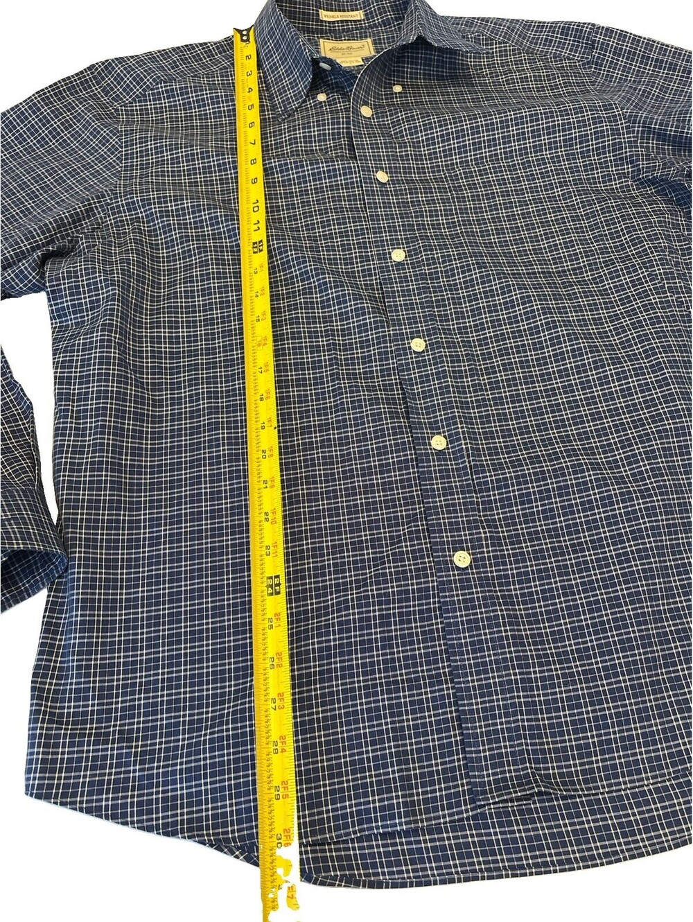 Men’s Eddie Bauer Wrinkle Resistant Blue&White Plaid Dress Shirt Size L - Picture 3 of 6